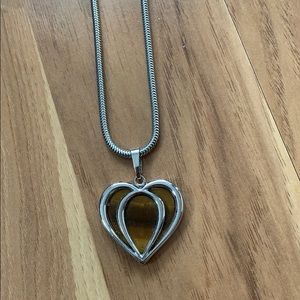 Sterling necklace with tiger eye insert